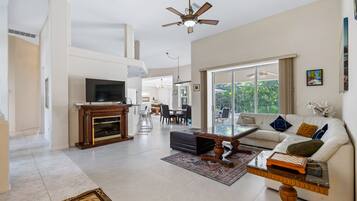 Smart TV, fireplace, printers