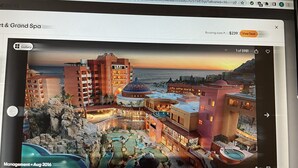 A resort with multiple buildings, a pool area, and a view of the ocean. - 5 minutes walking distance to Cabo Marina yet private w/security (Cabo San Lucas)