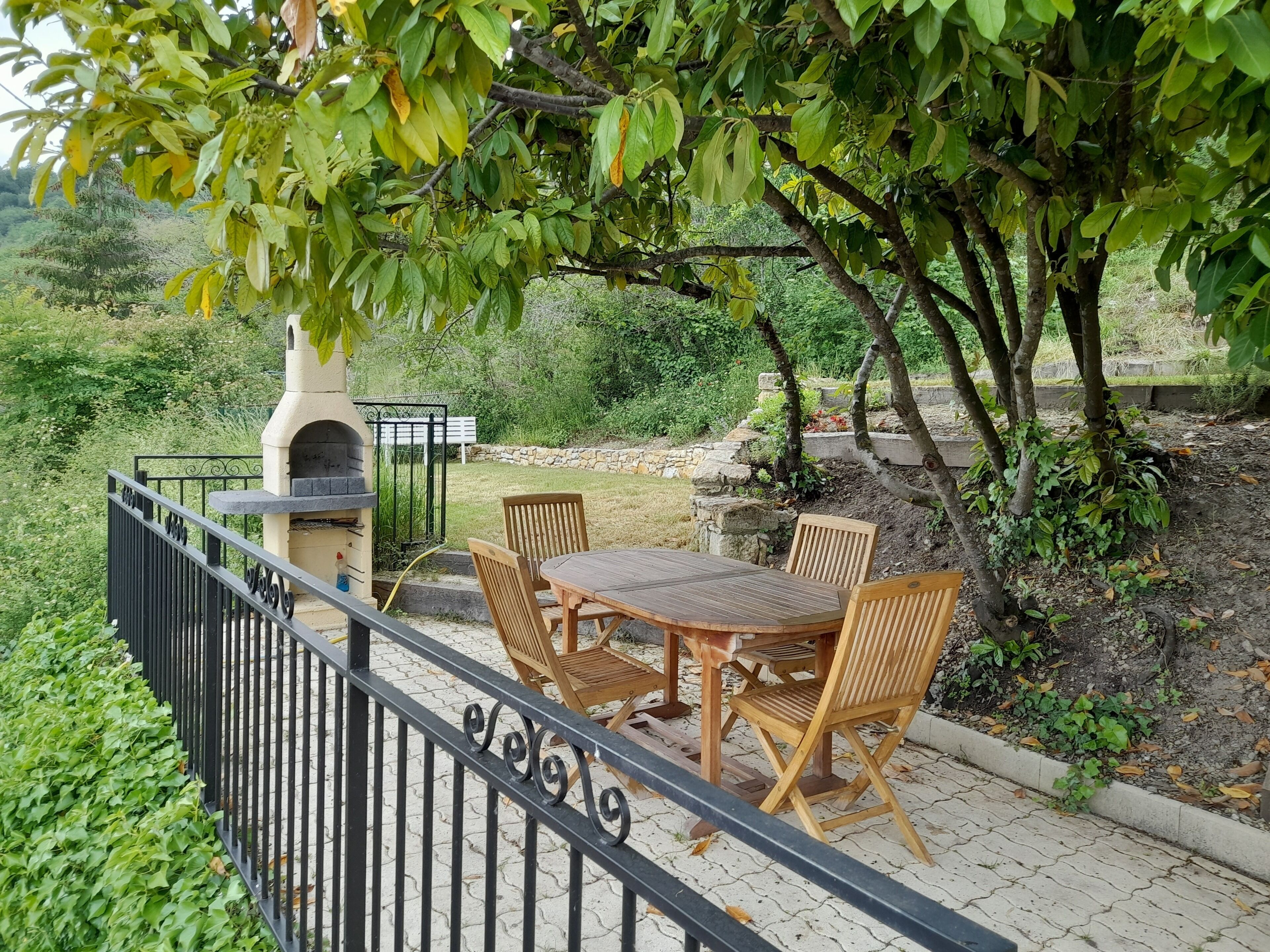 Tranquil terraced garden above roof level