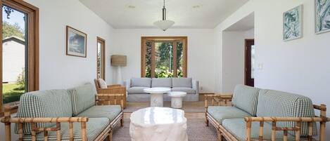 Televisión, chimenea, libros, oficina