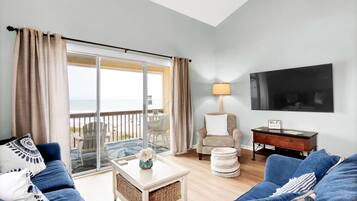 Smart TV, DVD player, books, video library