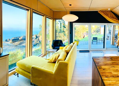 Private Coastal Waterfall Escape, for Couples- Tides, Sauna, 55'  Ocean Falls