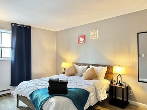 2 bedrooms, desk, iron/ironing board, travel cot
