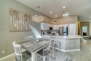 kitchen and dining room