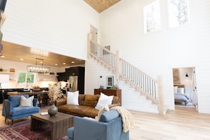 Smart TV, fireplace, foosball, books