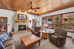 TV, fireplace, DVD player, offices