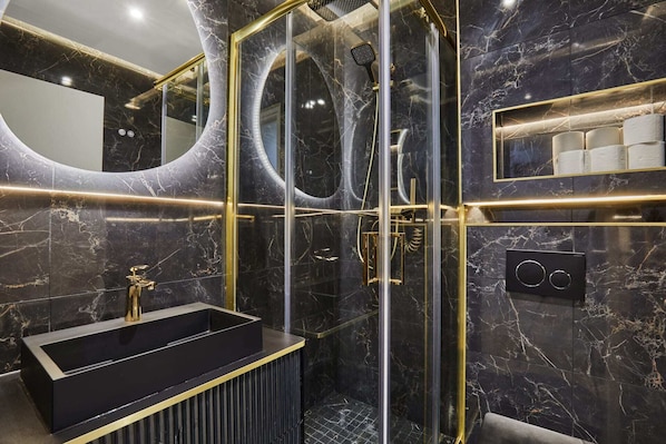 Shower, hair dryer