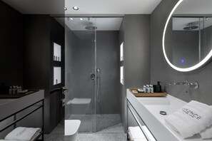 Standard Suite | Bathroom | Shower, rainfall showerhead, hair dryer, bathrobes