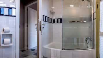 Hair dryer, bidet, towels, soap