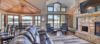 Private waterfront lake, sand beach, bar that seats 12, game room,