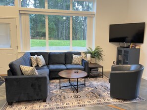 Televisor intel·ligent, llar de foc, reproductor de DVD i llibres 