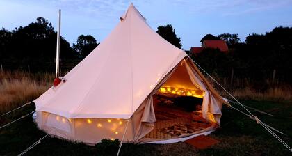 5m xl bell tent with log burner, near Whitby
