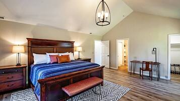 1 bedroom, desk, iron/ironing board, travel crib