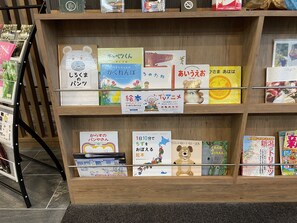 A display of children's books in a bookstore.