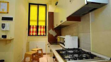 Fridge, stovetop, cookware/dishes/utensils, freezer