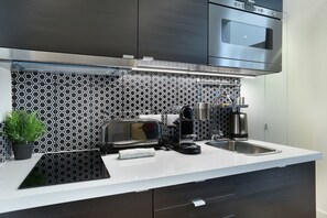 Fridge, microwave, stovetop, coffee/tea maker - Blanche 2 - One Bedroom Apartment, Sleeps 4 (Paris)