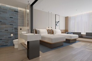 Premium Room, 2 Double Beds | 1 bedroom, desk, laptop workspace, soundproofing