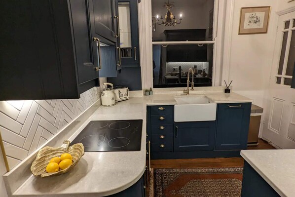 Basic Apartment, 1 King Bed | Private kitchen | Fridge, oven, stovetop, dishwasher