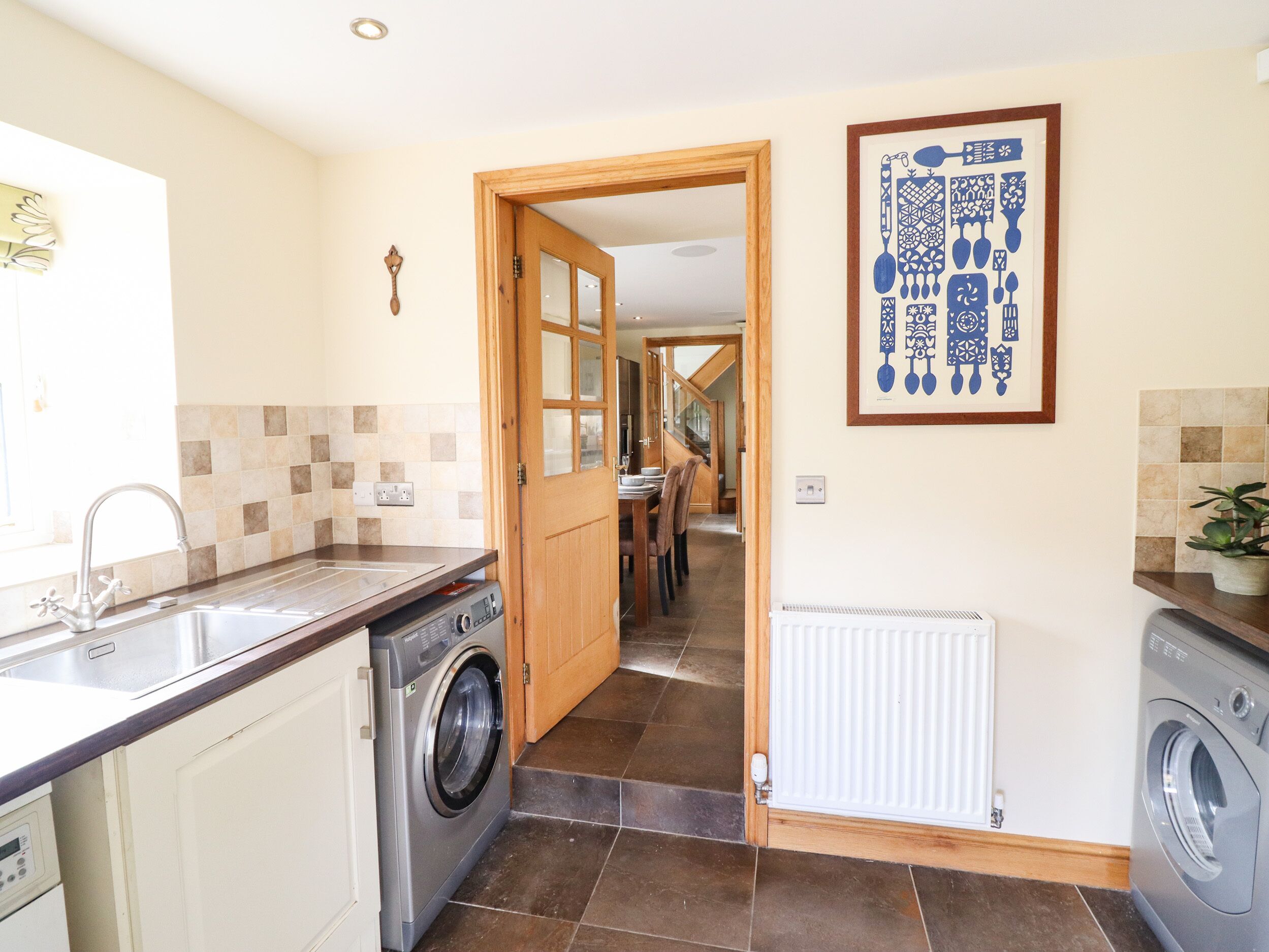Fridge, dishwasher, electric kettle, toaster