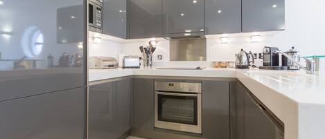 Fridge, dishwasher, electric kettle, toaster