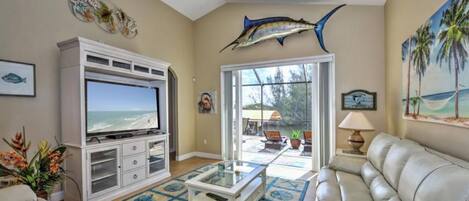 Smart TV, fireplace, DVD player, printers