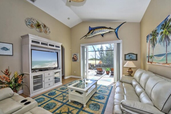 Smart TV, fireplace, DVD player, printers