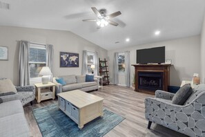 Smart TV, DVD player, books, video library