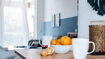 Fridge, microwave, stovetop, espresso maker