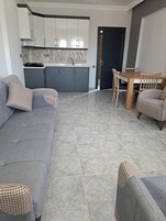 Family Apartment | Private kitchen | Full-size fridge, stovetop, cookware/dishes/utensils, dining tables