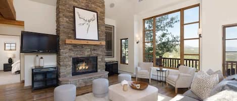 TV, fireplace, offices