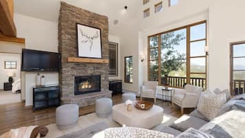 TV, fireplace, offices