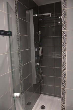 Shower, towels, soap, shampoo - T1 Cosy en Centre-ville (Saint-Étienne)