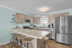 Fridge, microwave, oven, stovetop - "Island Time", Peaceful 5BR Oceanfront Cottage (Surf City)