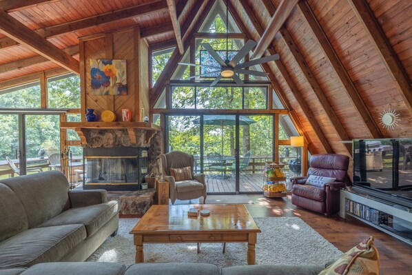 TV, fireplace, DVD player, table football