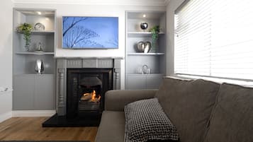 TV, fireplace