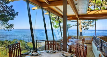 Jacuzzi and fireplace villa with ocean views of Point Lobos and dramatic sunsets