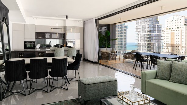 Deluxe Apartment | Living area | 27-inch flat-screen TV with cable channels, TV - Luxury with Terrace & Sea View by FeelHome (Tel Aviv)