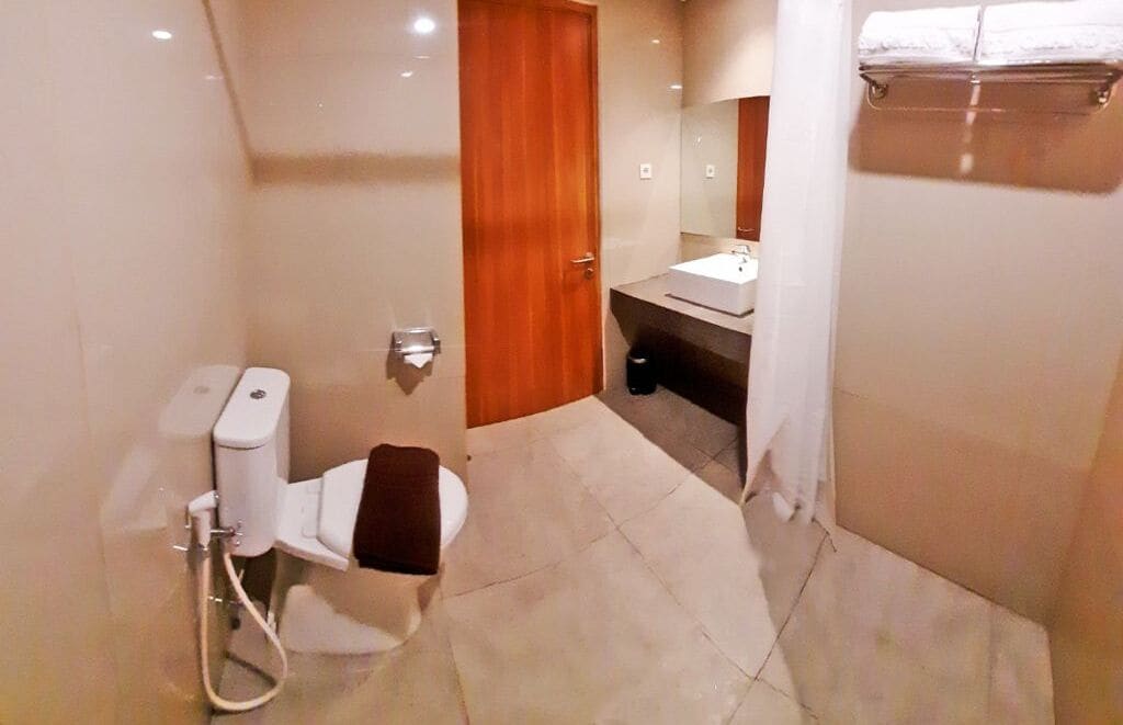 shower, free toiletries, hair dryer, slippers