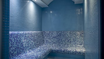 Sauna, steam room, hot stone massages, deep-tissue massages