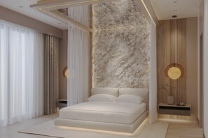 Suíte real, 1 cama King, para fumantes | Roupas de cama de algodão egípcio, roupas de cama premium, frigobar