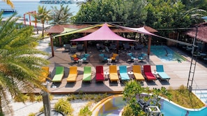 2 outdoor pools, open 10:00 AM to 7:00 PM, free pool cabanas