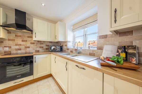 Microwave, dishwasher, coffee/tea maker, high chair