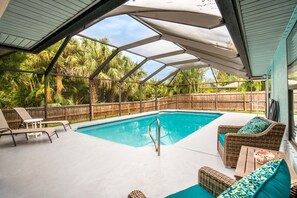 Outdoor pool, a heated pool - Pet Friendly! Huge Heated Pool Quiet Neighborhood Close to Beach Gr8 4 Families! (Sebastian)