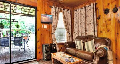Rustic ranch retreat with access to private saltwater pool.