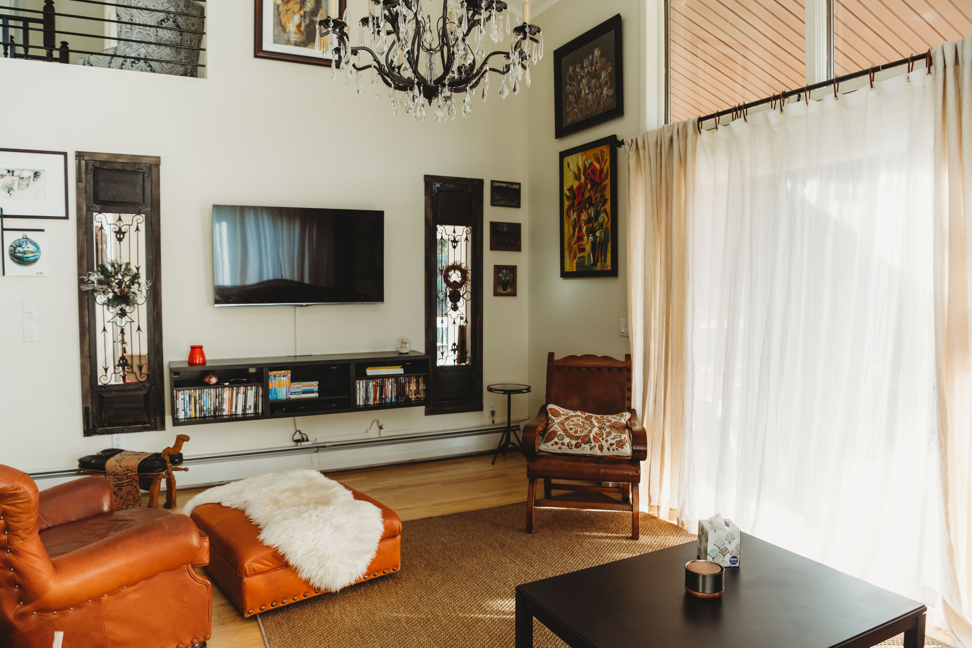 TV connectée, lecteur de DVD, livres, vidéothèque