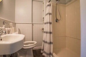 Shower, eco-friendly toiletries, hair dryer, soap