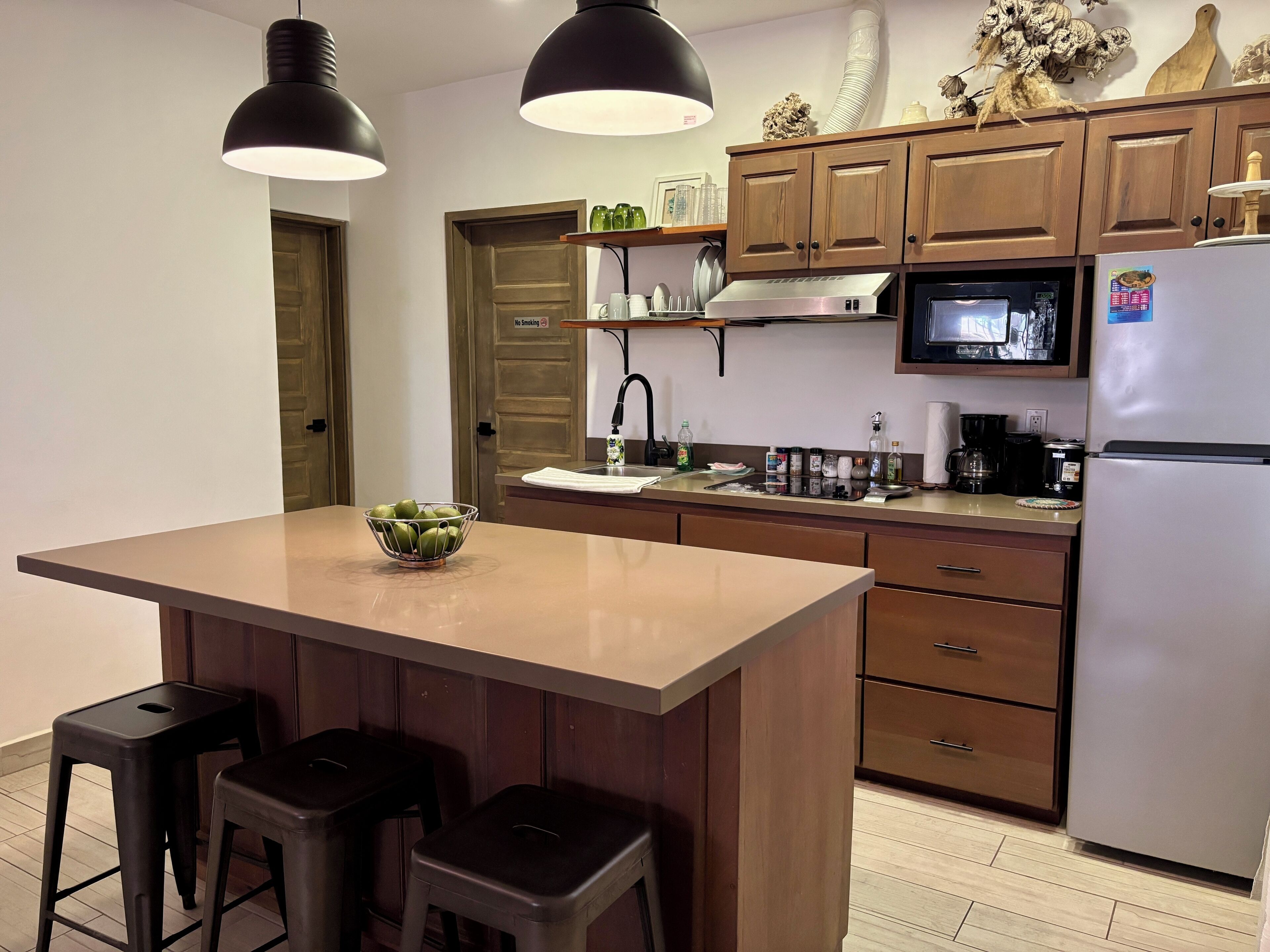 Premier Apartment, 1 Queen Bed with Sofa bed | Private kitchen | Full-size fridge, microwave, stovetop, coffee/tea maker