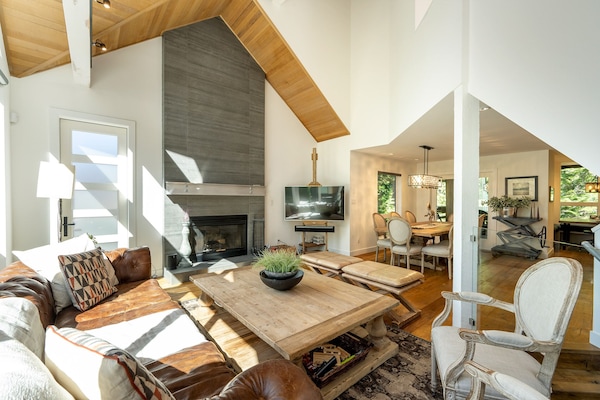 Main Floor - Living Area With Wood Burning Fireplace