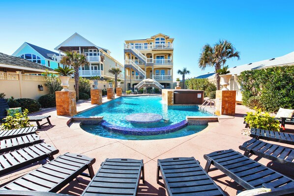 An infinity pool, a heated pool