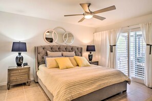 3 habitaciones, escritorio y tabla de planchar con plancha 